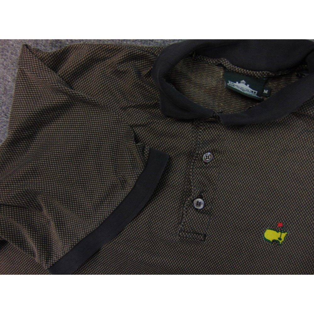 Masters Polo Shirt Mens Med Clubhouse Collection Brown Textured Italy Golf Core